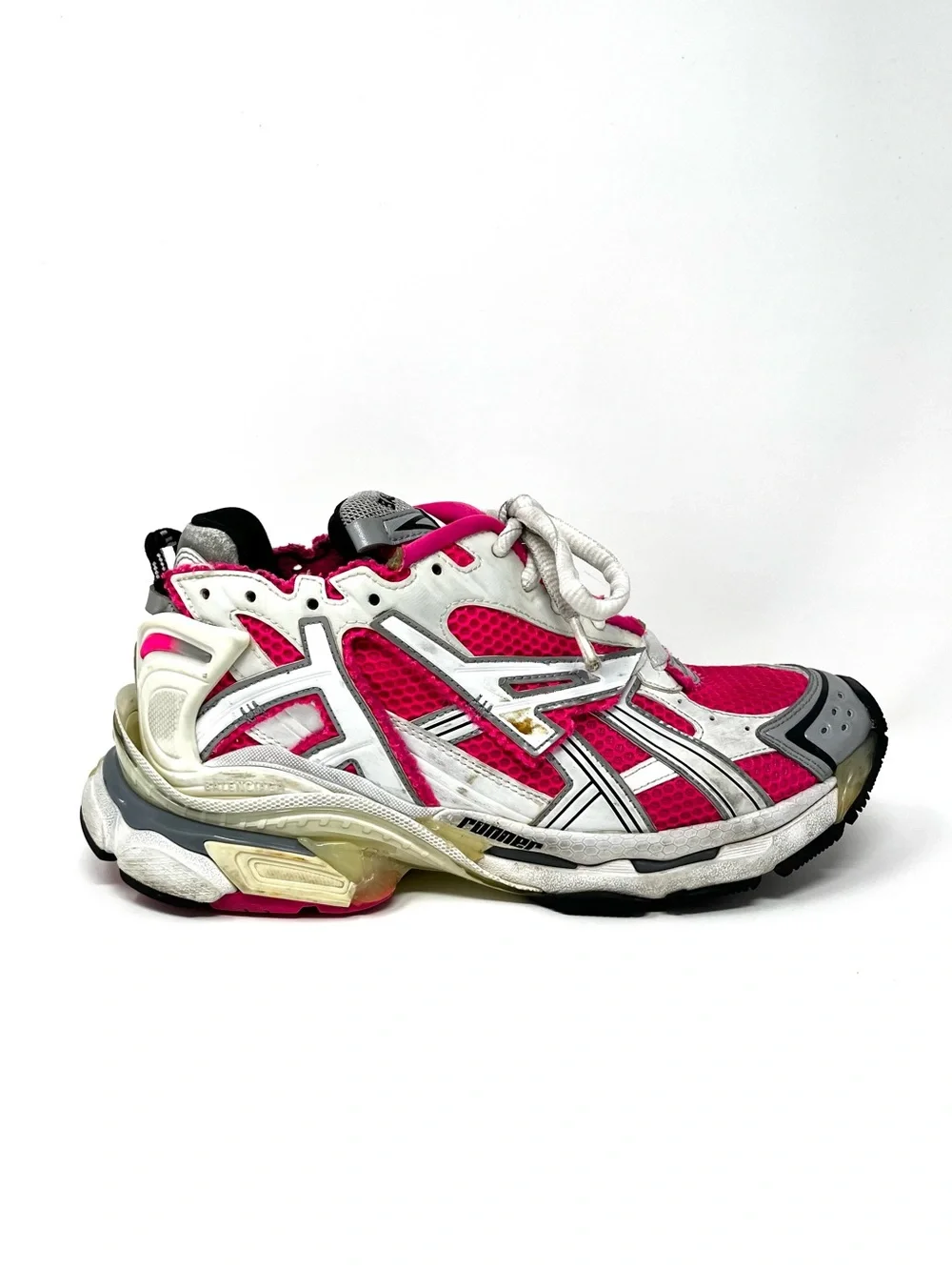 Authentic Balenciaga Womens Hot Pink White Runner Sneakers Shoes Chunky 40 10
